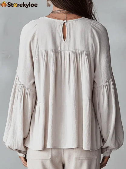 Airy Vintage-Inspired Ruffle Soft Ruffle Bohemian Blouse