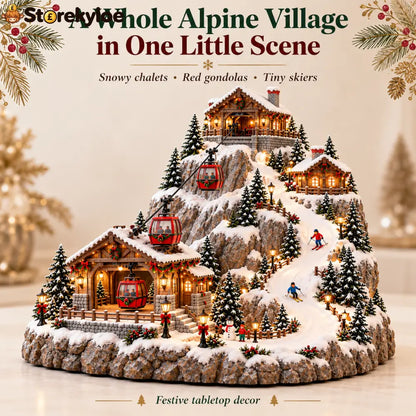 🏔️ Alpine Christmas Ski Village™ – Festive Mountain Holiday Display