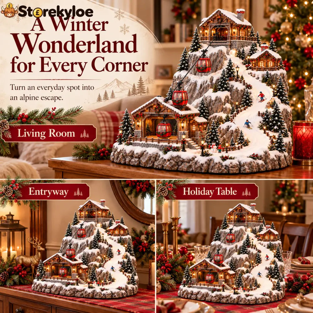 🏔️ Alpine Christmas Ski Village™ – Festive Mountain Holiday Display