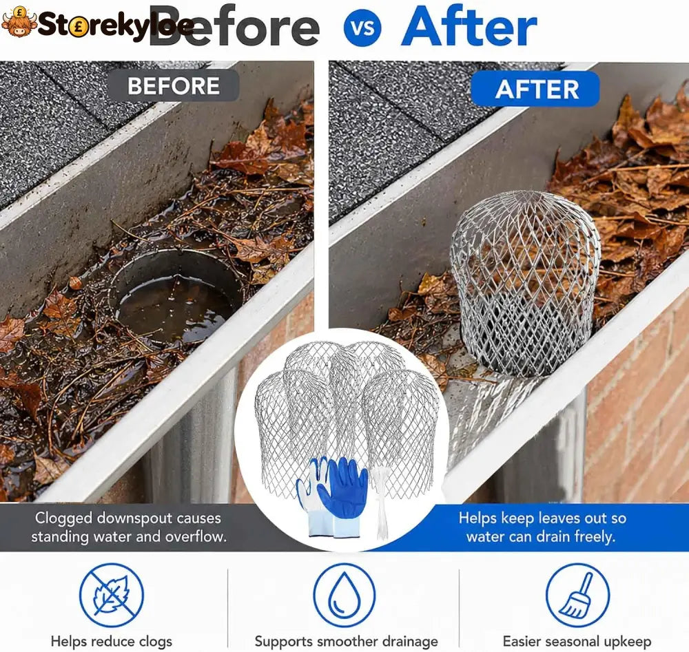 Aluminum Alloy Gutter Guard Filter Roof Rain Gutter Downspout Strainer Anti‑Clog Leaf Debris Catcher for Home Drainage