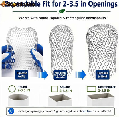 Aluminum Alloy Gutter Guard Filter Roof Rain Gutter Downspout Strainer Anti‑Clog Leaf Debris Catcher for Home Drainage