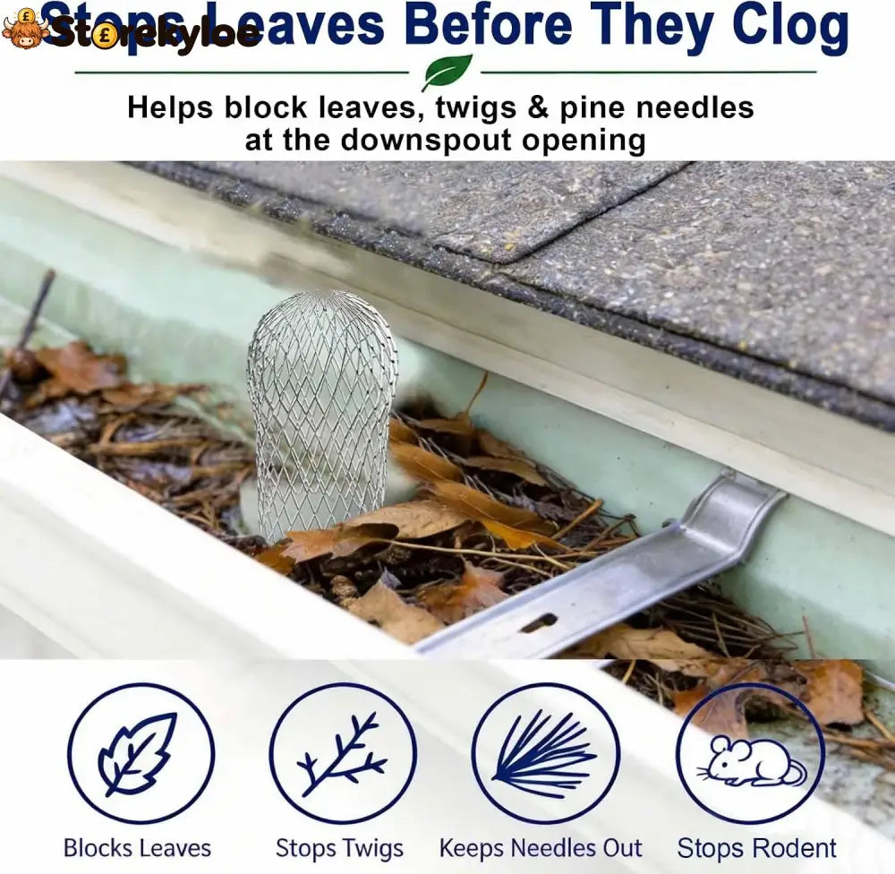 Aluminum Alloy Gutter Guard Filter Roof Rain Gutter Downspout Strainer Anti‑Clog Leaf Debris Catcher for Home Drainage