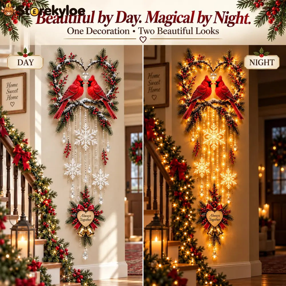 🐦 Always Together Cardinals™ – Lighted Christmas Wall Decor