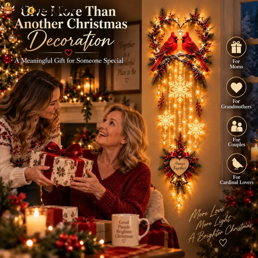 🐦 Always Together Cardinals™ – Lighted Christmas Wall Decor
