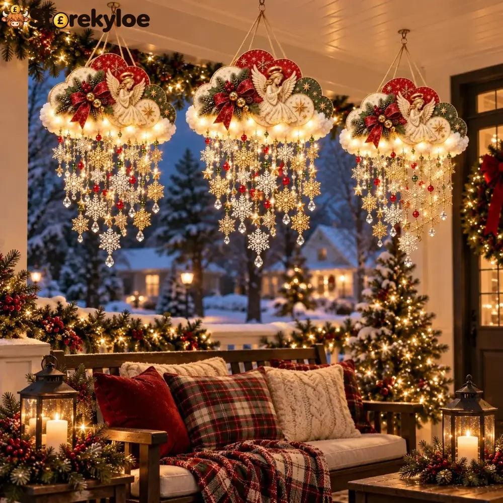🔥✨ Angelic Christmas Snowfall Cloud – Lighted Hanging Holiday Decor☁️✨