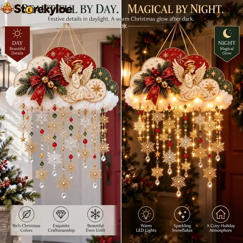 🔥✨ Angelic Christmas Snowfall Cloud – Lighted Hanging Holiday Decor☁️✨