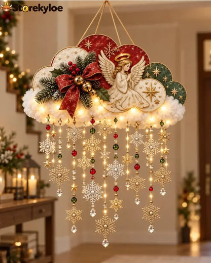 🔥✨ Angelic Christmas Snowfall Cloud – Lighted Hanging Holiday Decor☁️✨ - Angel