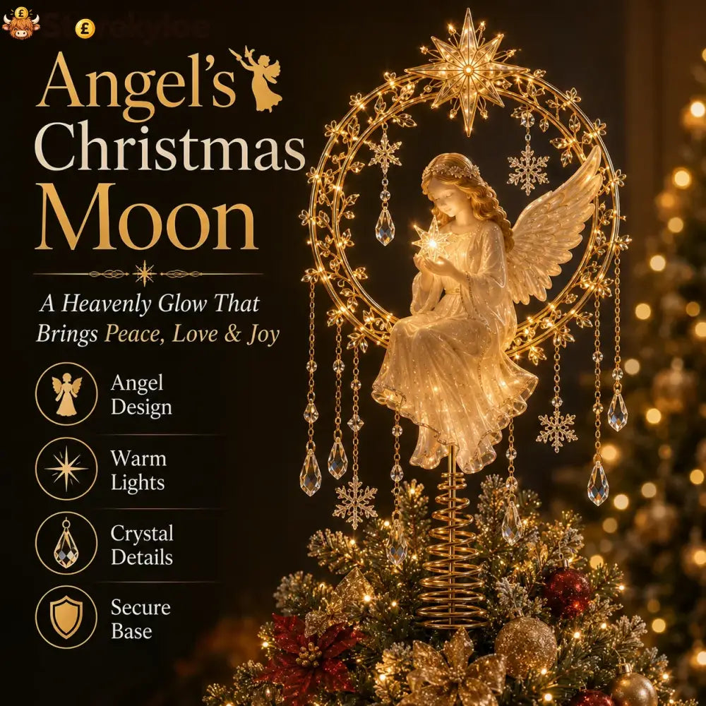 ✨ Angel’s Christmas Moon Lighted Angel Tree Topper