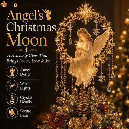 ✨ Angel’s Christmas Moon Lighted Angel Tree Topper