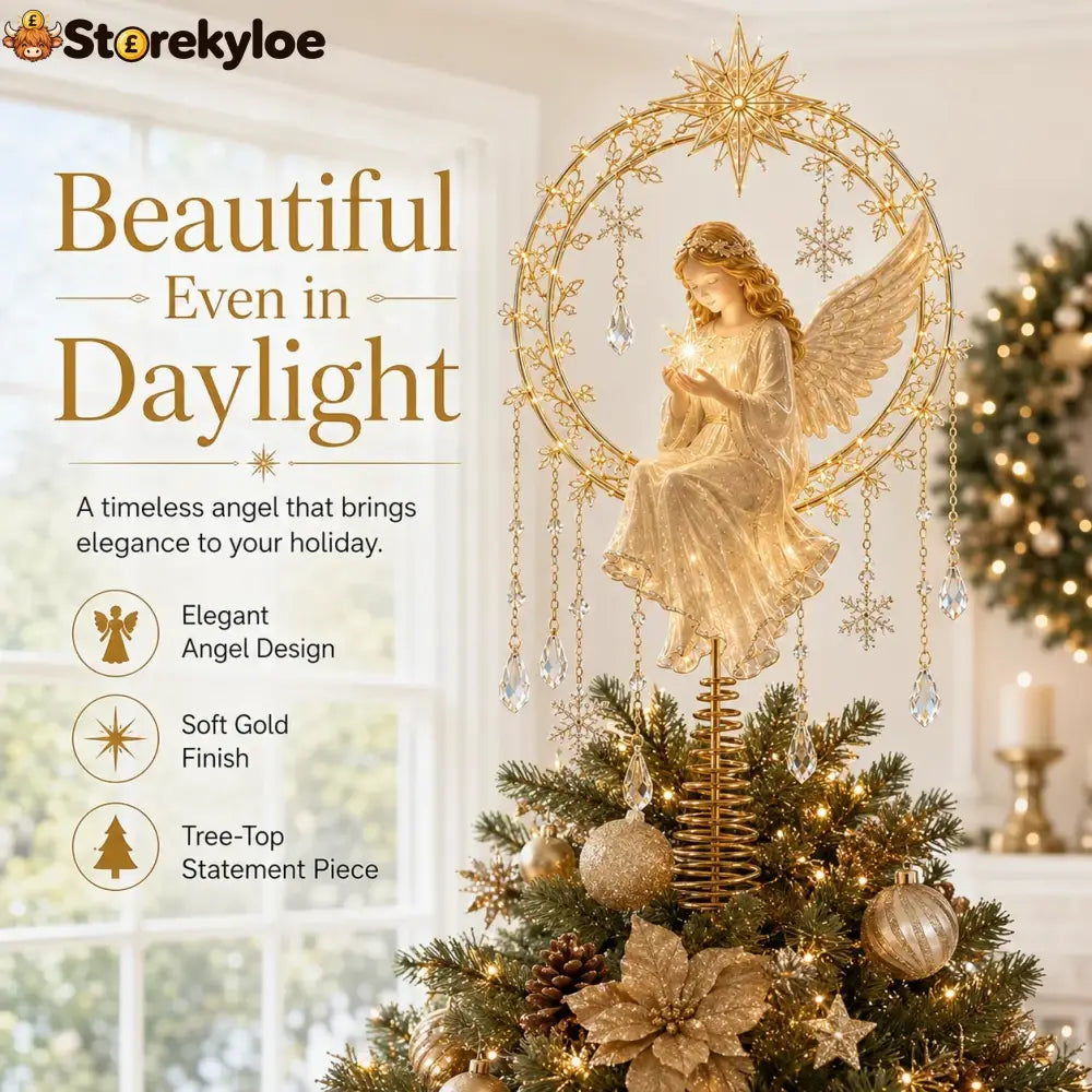 ✨ Angel’s Christmas Moon Lighted Angel Tree Topper