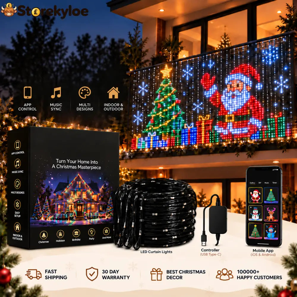 Animated Christmas LED Curtain Lights A Window Full of Christmas 🎄✨