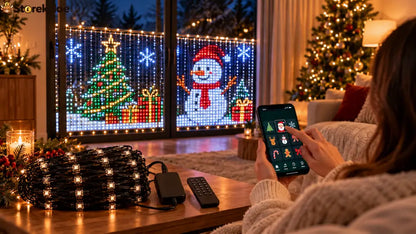 Animated Christmas LED Curtain Lights A Window Full of Christmas 🎄✨