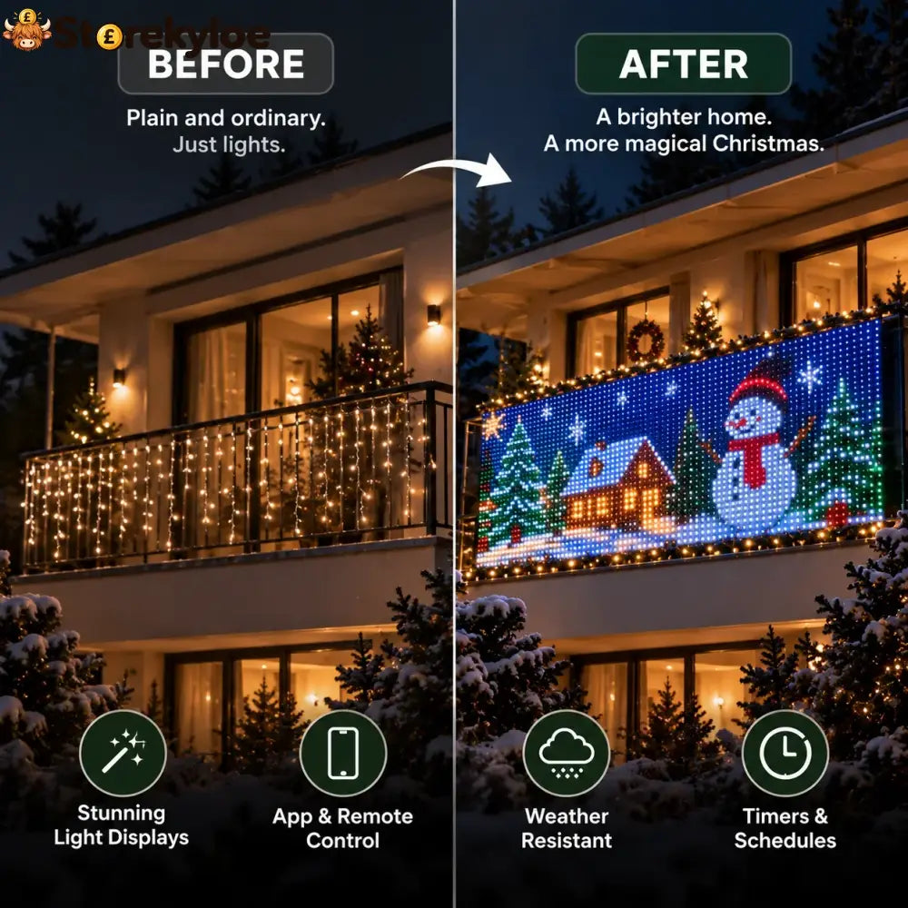 Animated Christmas LED Curtain Lights A Window Full of Christmas 🎄✨ - British Standard-Large (3 x 3 M / 9.8 x 9.8 ft)