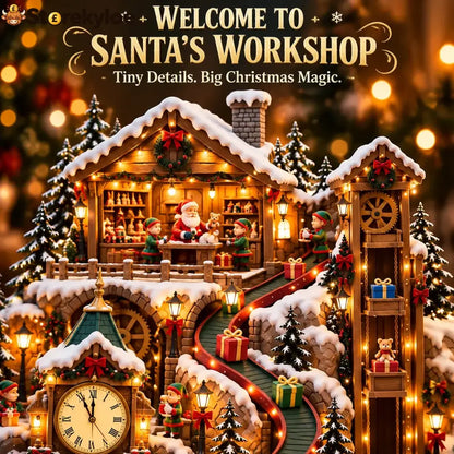 Animated Christmas Toy Factory Village With Moving Clock & Gift Conveyor Usb-c Rechargeable Lighted Holiday Centerpiece