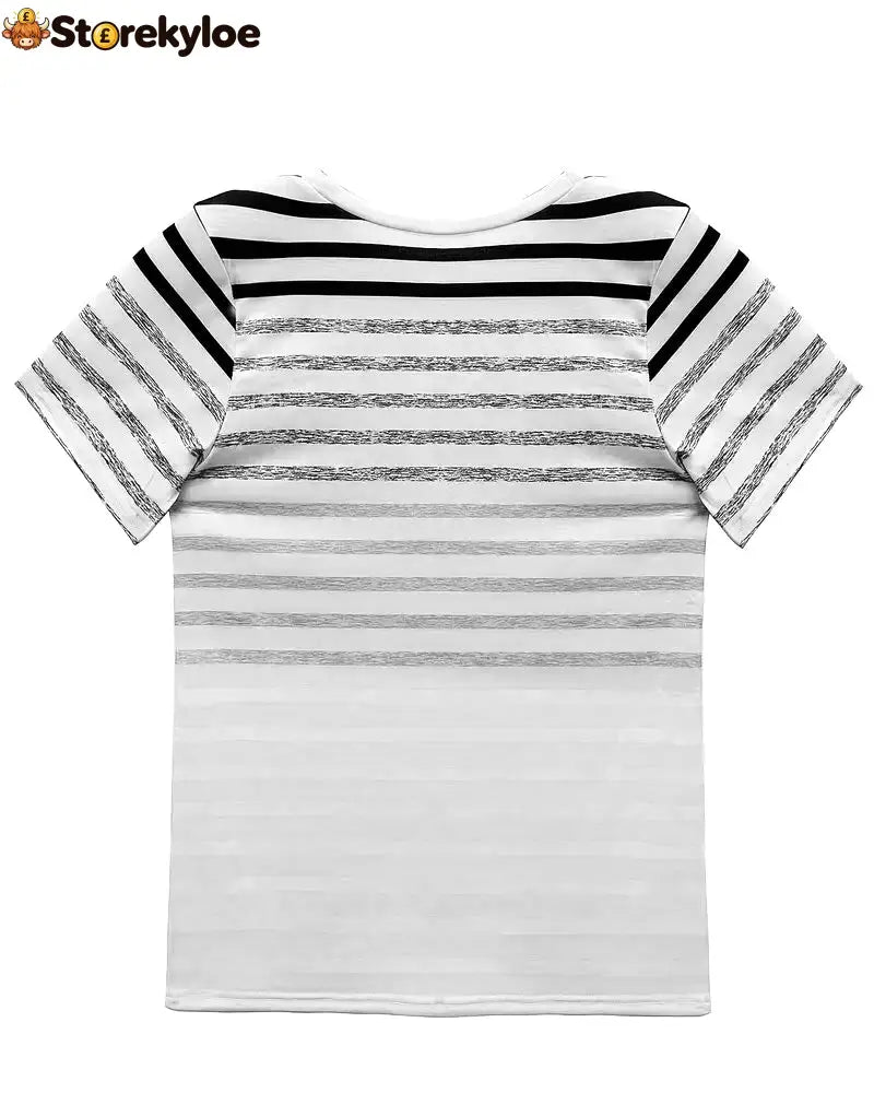 Aumora Round Neck Short Sleeve Striped T-Shirt