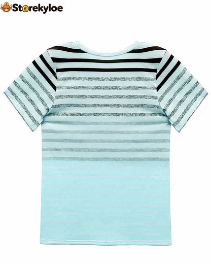 Aumora Round Neck Short Sleeve Striped T-Shirt