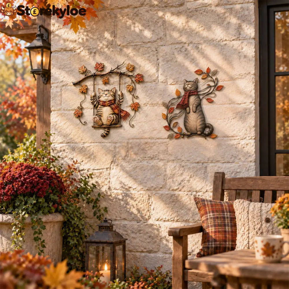 🍁Autumn Cat Metal Wall Decor🐱 - Houseware & Kitchen