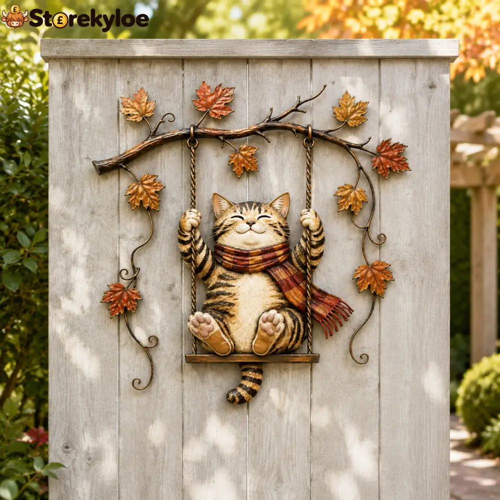 🍁Autumn Cat Metal Wall Decor🐱 - Houseware & Kitchen