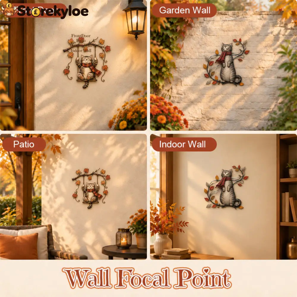 🍁Autumn Cat Metal Wall Decor🐱 - Houseware & Kitchen