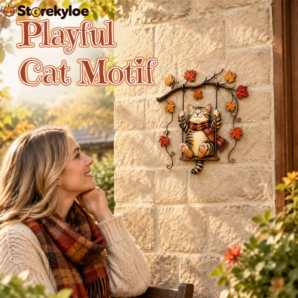 🍁Autumn Cat Metal Wall Decor🐱 - Houseware & Kitchen
