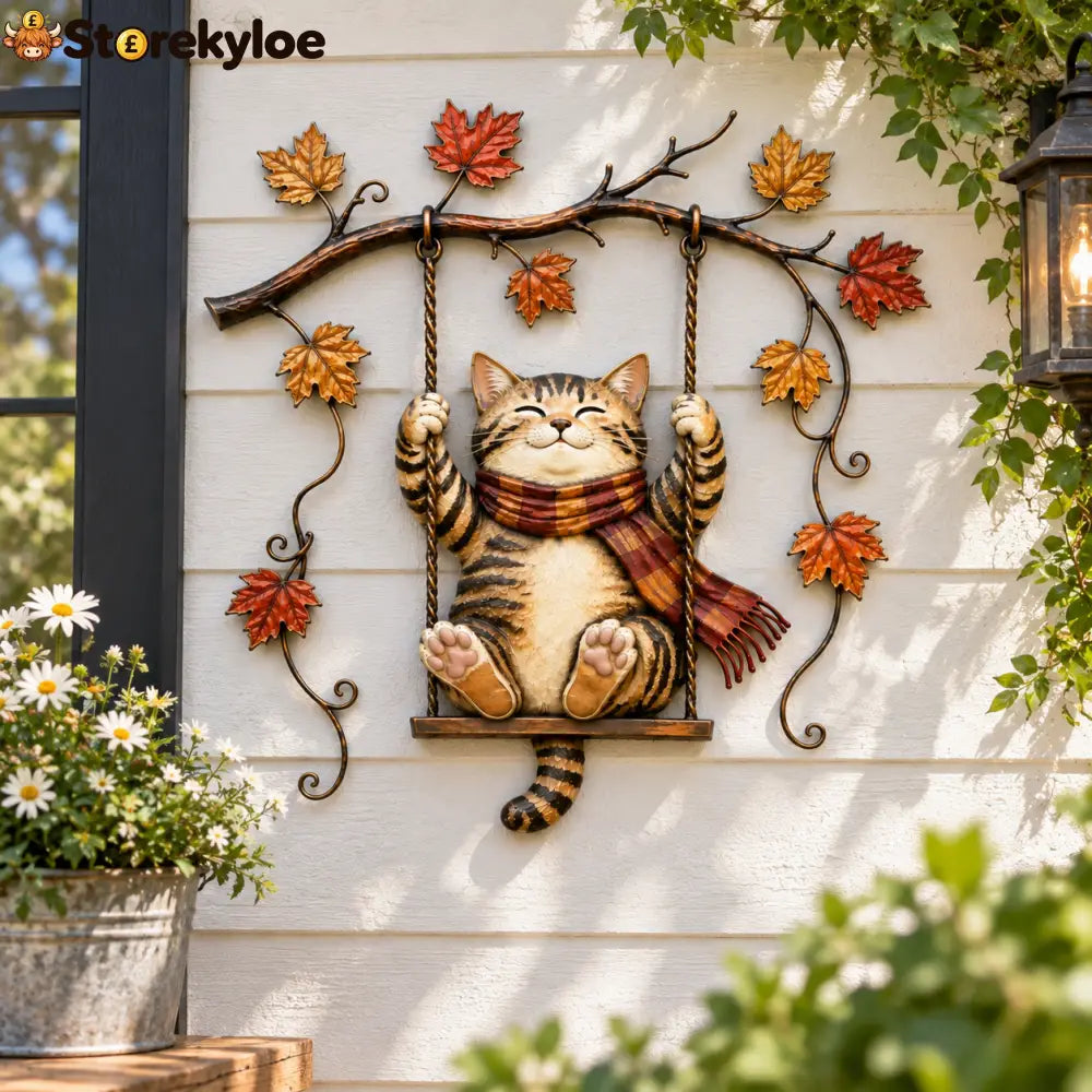 🍁Autumn Cat Metal Wall Decor🐱 - Houseware & Kitchen