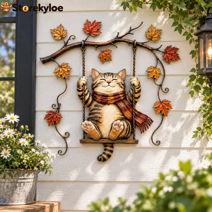 🍁Autumn Cat Metal Wall Decor🐱 - Houseware & Kitchen
