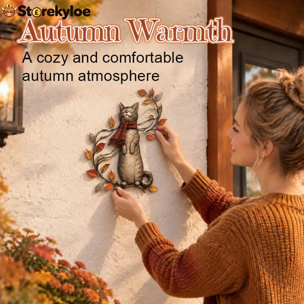 🍁Autumn Cat Metal Wall Decor🐱 - Houseware & Kitchen