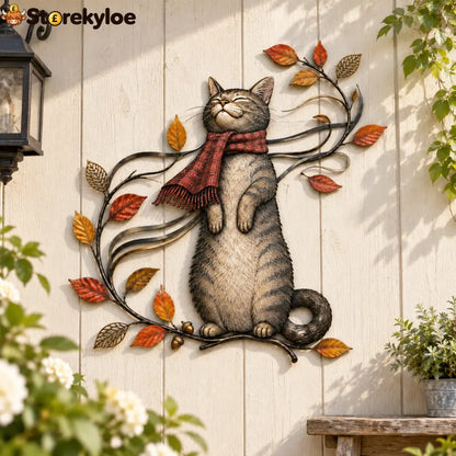 🍁Autumn Cat Metal Wall Decor🐱 - Houseware & Kitchen