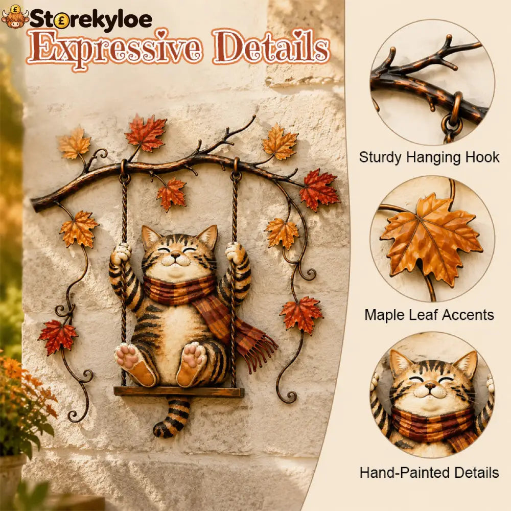 🍁Autumn Cat Metal Wall Decor🐱 - Houseware & Kitchen