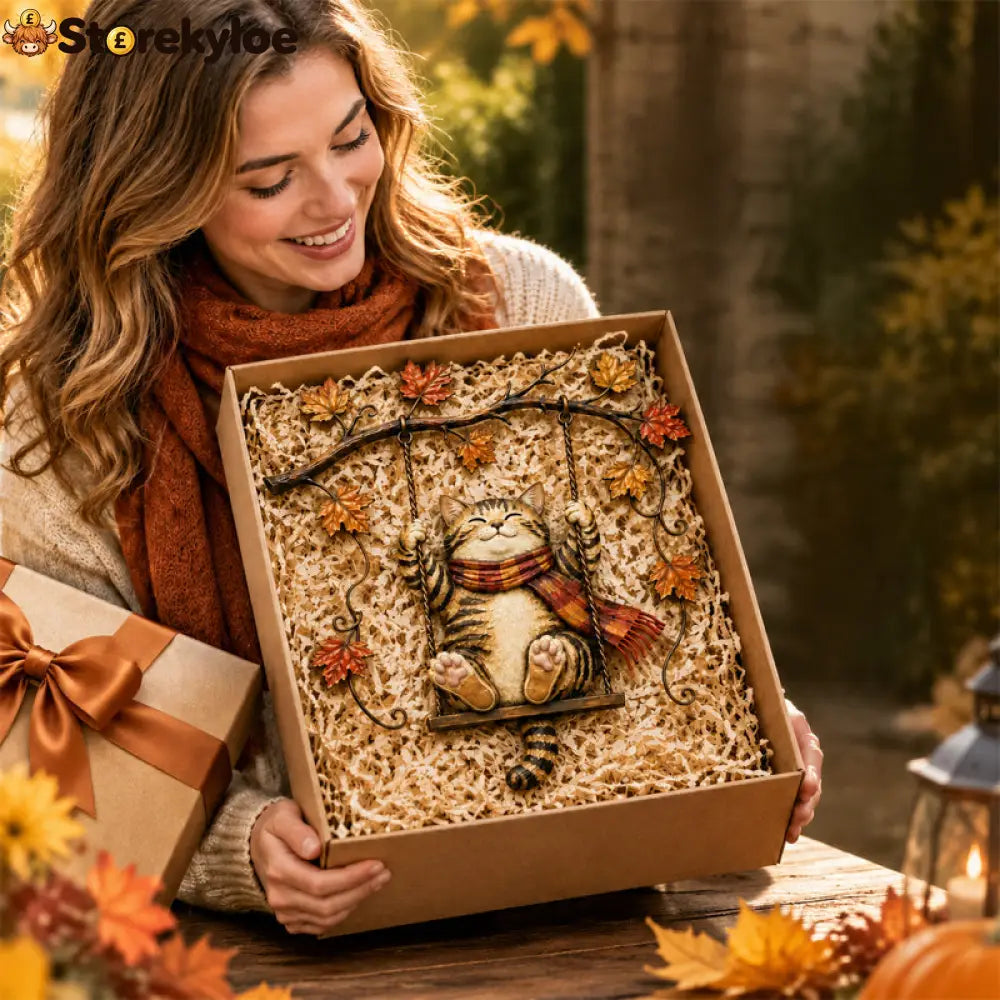 🍁Autumn Cat Metal Wall Decor🐱 - Houseware & Kitchen