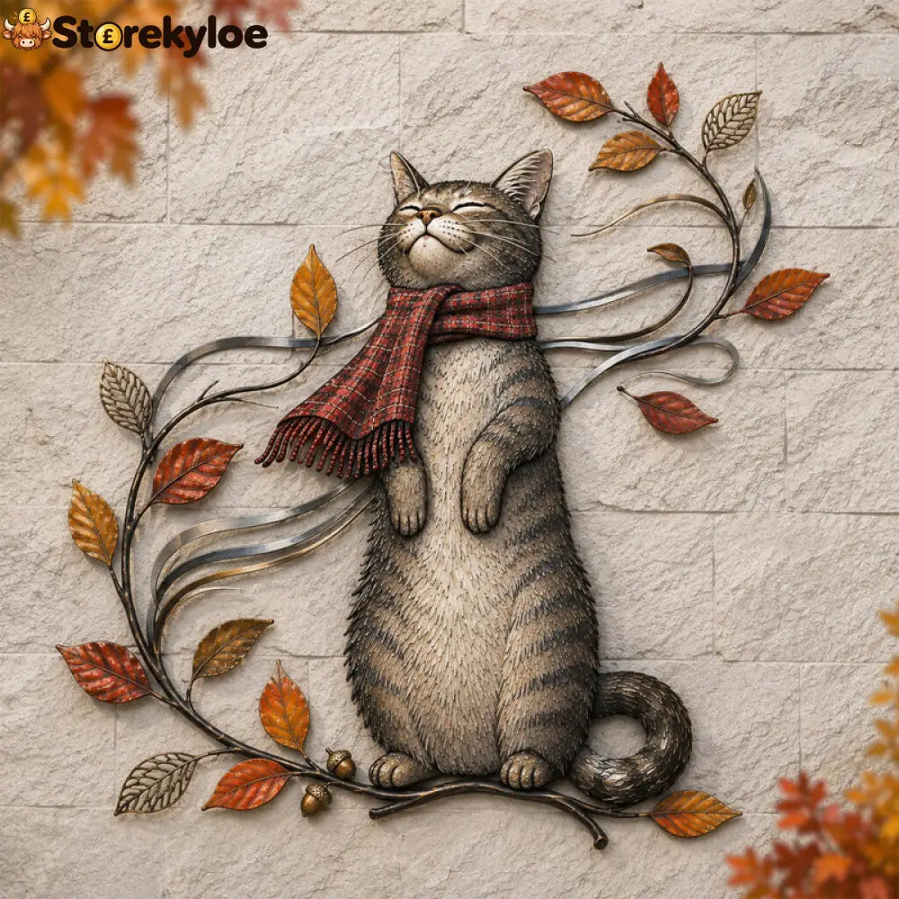 🍁Autumn Cat Metal Wall Decor🐱 - Standing Cat / 8 inches (20 cm) - Houseware & Kitchen