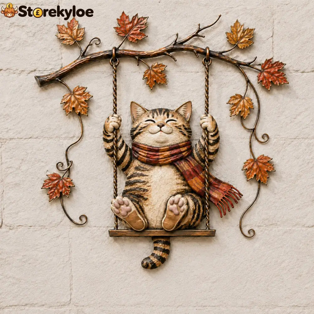 🍁Autumn Cat Metal Wall Decor🐱 - Swing Cat / 8 inches (20 cm) - Houseware & Kitchen