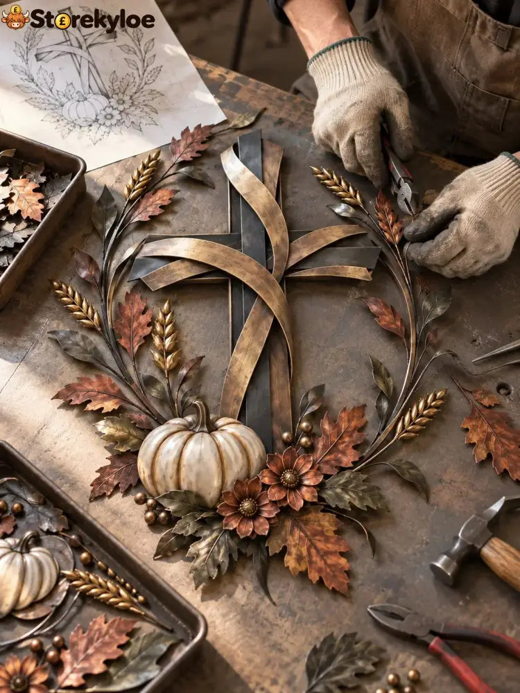 ✝️🍂 Autumn Cross & Pumpkin Harvest Metal Wall Decor (📦Buy 2 Free Shipping)