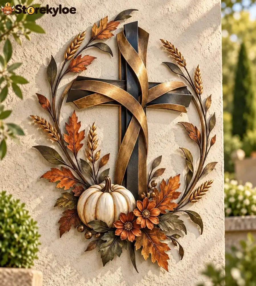 ✝️🍂 Autumn Cross & Pumpkin Harvest Metal Wall Decor (📦Buy 2 Free Shipping)