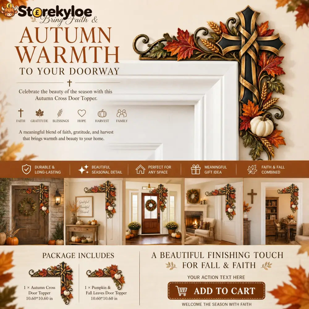 🍂 Autumn Door Frame Corner Topper – Faith & Harvest Décor ✝️🎃
