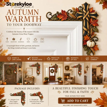 🍂 Autumn Door Frame Corner Topper – Faith & Harvest Décor ✝️🎃