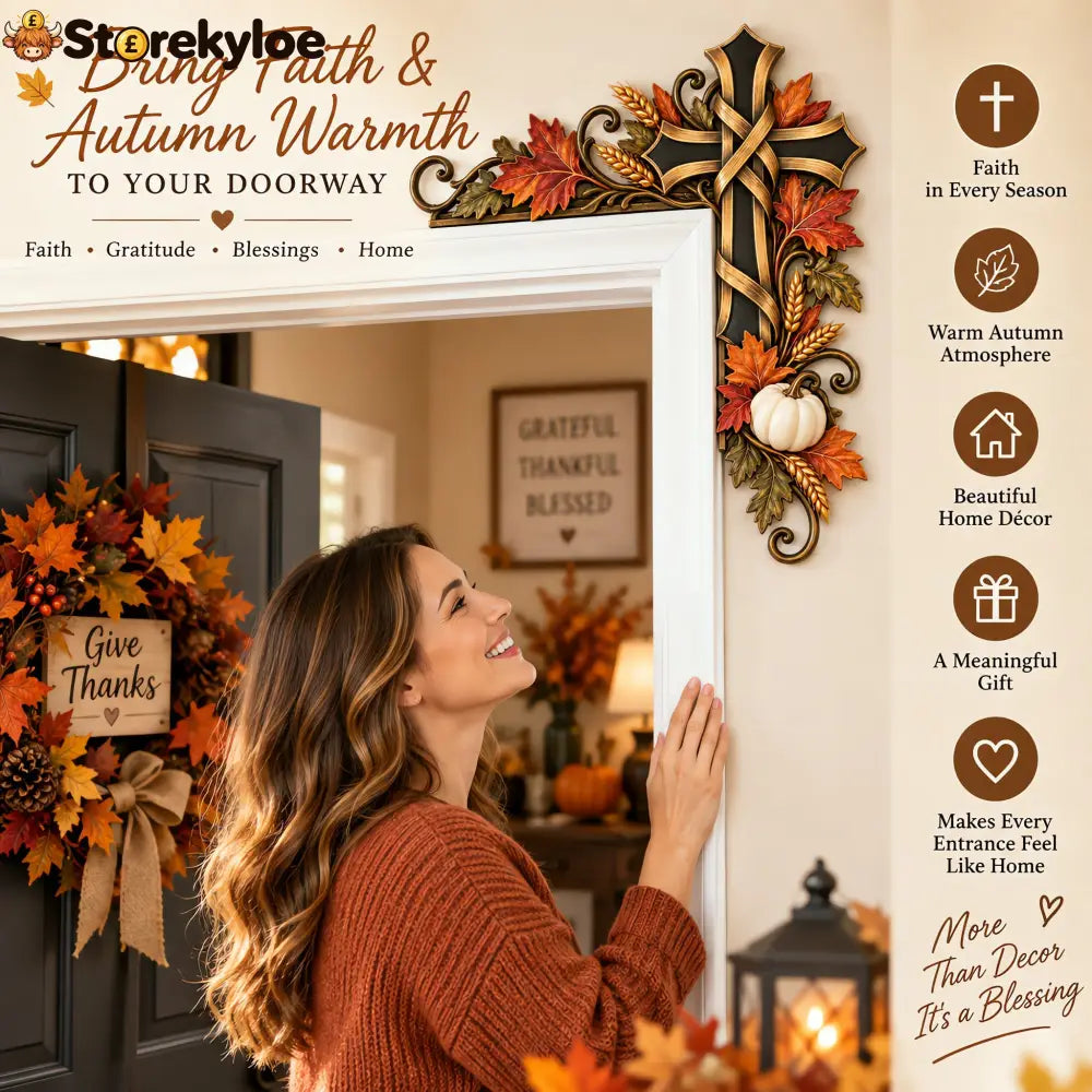 🍂 Autumn Door Frame Corner Topper – Faith & Harvest Décor ✝️🎃