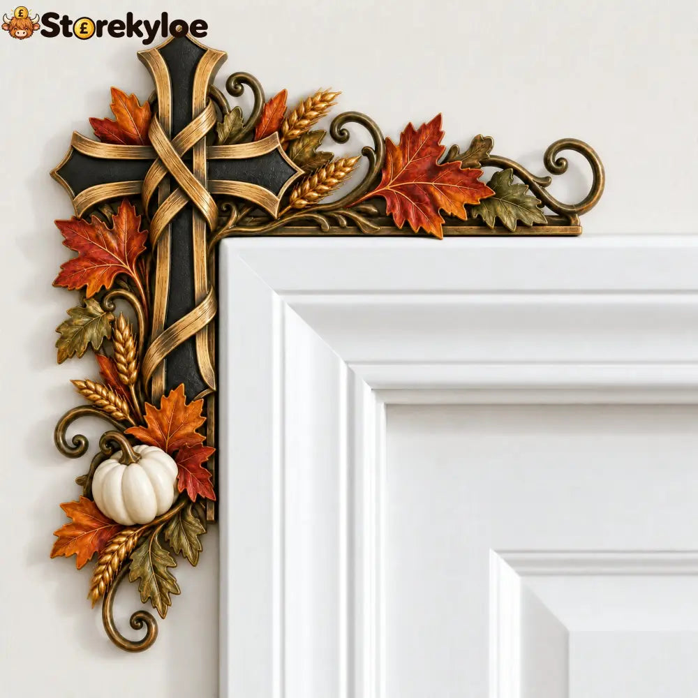 🍂 Autumn Door Frame Corner Topper – Faith & Harvest Décor ✝️🎃 - ✝️ Faith Cross / Left Side