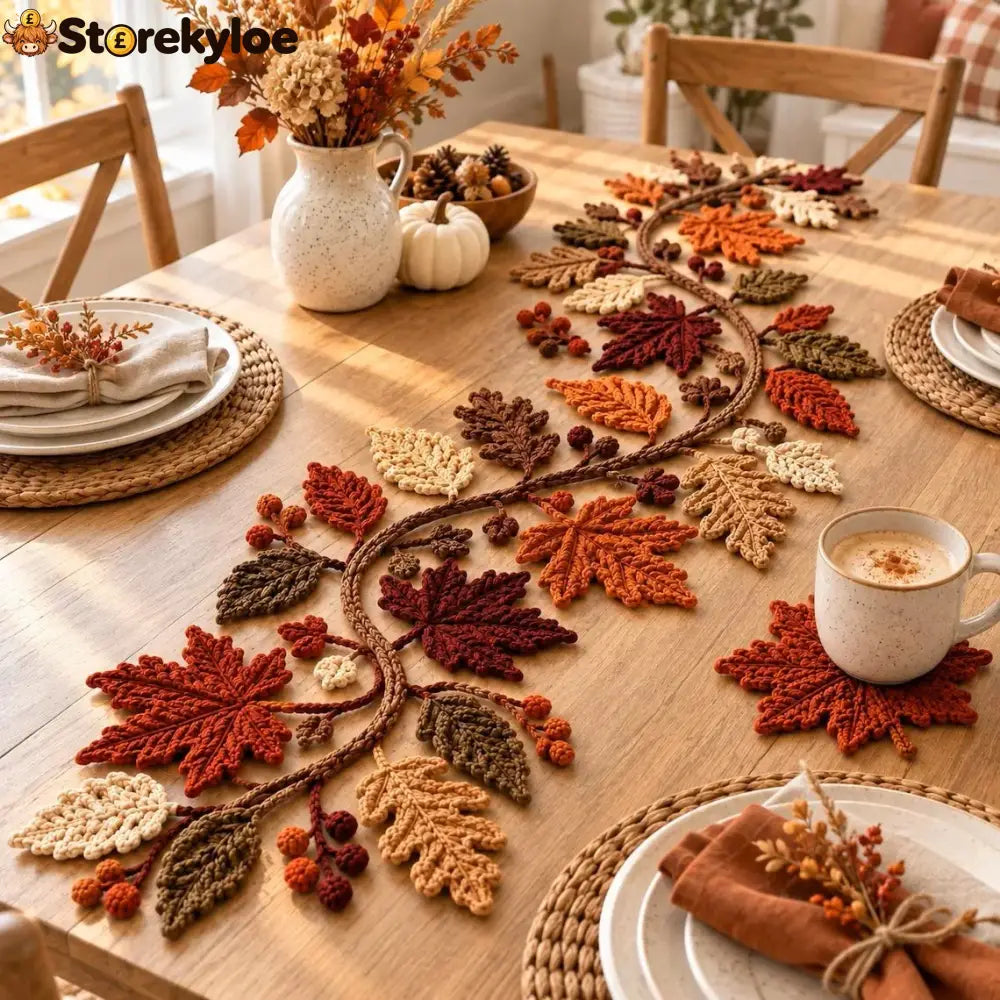 🍂 Autumn Leaf Table Runner | Fall Thanksgiving Dining Table Centerpiece Decor 🦃 - 13’’ × 72’’ (33 × 183 cm)
