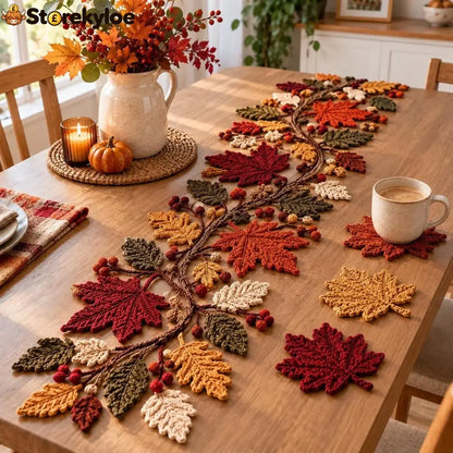 🍂 Autumn Leaf Table Runner | Fall Thanksgiving Dining Table Centerpiece Decor 🦃 - 13’’ × 72’’ (33 × 183 cm)