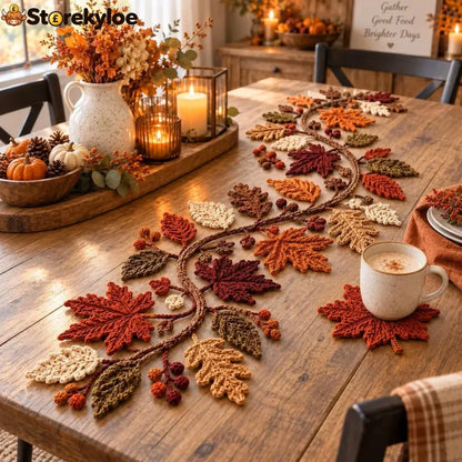 🍂 Autumn Leaf Table Runner | Fall Thanksgiving Dining Table Centerpiece Decor 🦃 - 13’’ × 72’’ (33 × 183 cm)