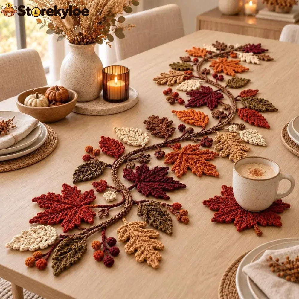 🍂 Autumn Leaf Table Runner | Fall Thanksgiving Dining Table Centerpiece Decor 🦃 - 13’’ × 72’’ (33 × 183 cm)