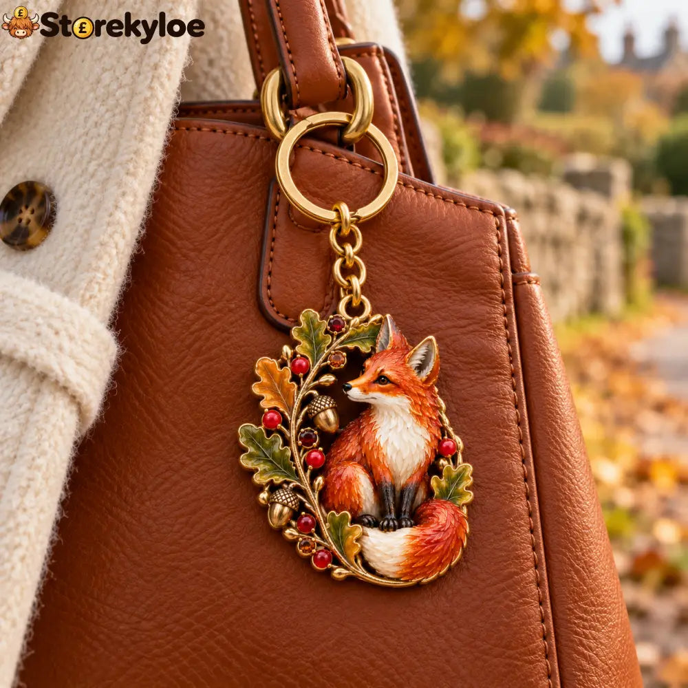 Autumn Woodland Fox 🍂 Oak & Berry Keepsake Keyring - Fox