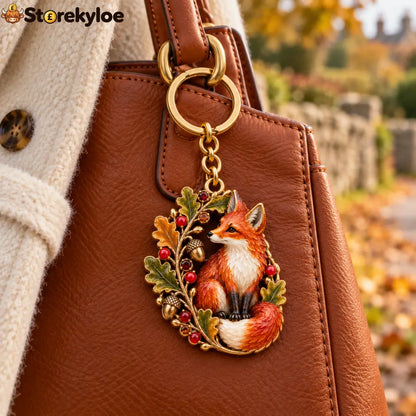 Autumn Woodland Fox 🍂 Oak & Berry Keepsake Keyring - Fox