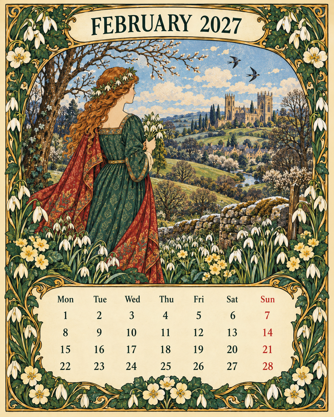 🌿 A Year of Timeless Days 2027 Wall Calendar – Storybook Gardens & Country Charm ：Afternoon tea, changing seasons and the beauty of unhurried days.