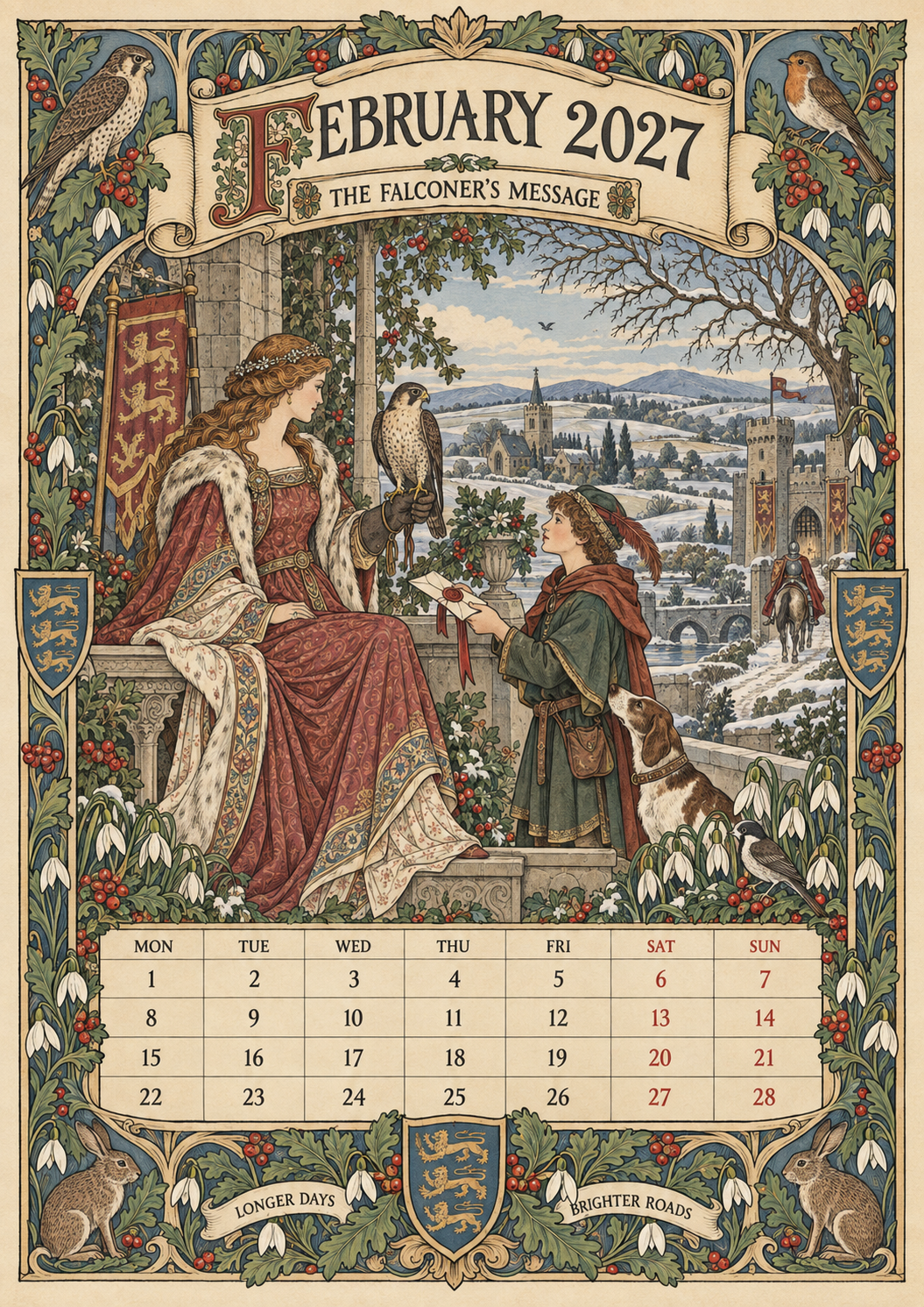 🏰 A Year of Knightly Tales – 2027 Medieval-Inspired British Wall Calendar