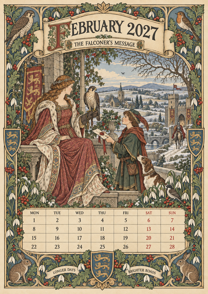 🏰 A Year of Knightly Tales – 2027 Medieval-Inspired British Wall Calendar