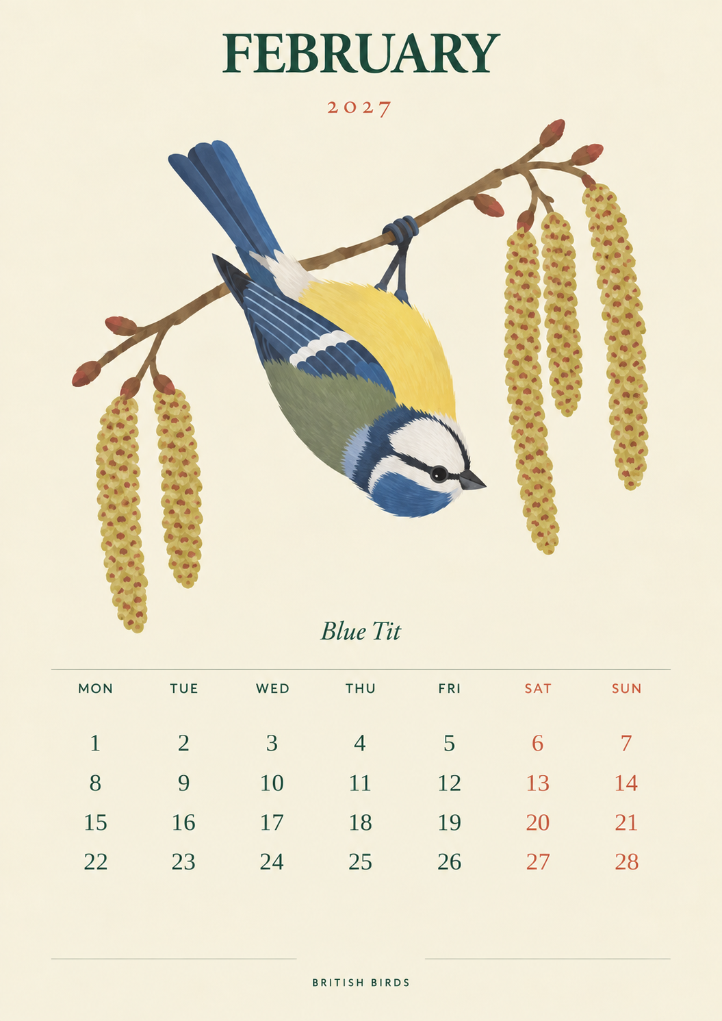 🐦 British Birds 2027 Wall Calendar  Nature Close to Home——A Year of Familiar Birds, Beautiful Blooms & Little Moments of Joy