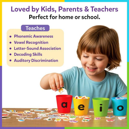 📚Phonics Vowel Sorting Toy(100+ Picture Pieces) – Early Literacy Learning Activity for Preschool & Kindergarten Kids Ages 4-7✨