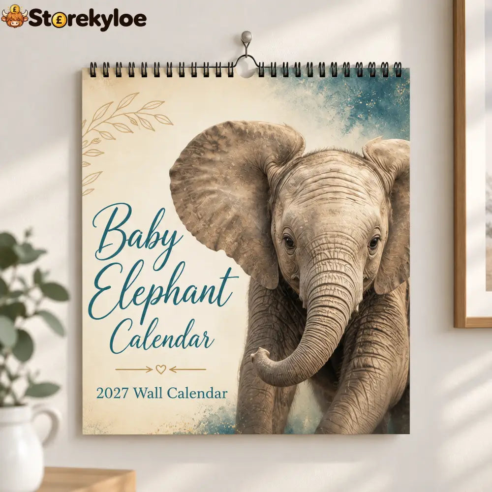 Baby Elephant 2027 Wall Calendar – Cute Baby Elephant Art Calendar Gift For Wildlife Animal Lovers